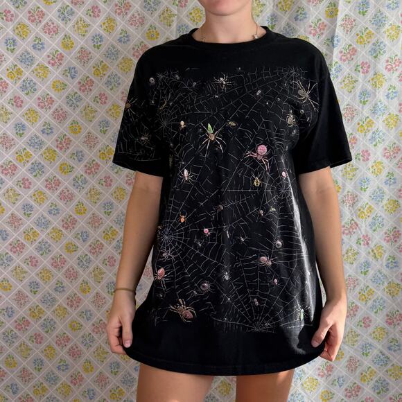 Vintage Fruit of the Loom Heavy Halloween Spider tee shirt size Large - Picture 1 of 6